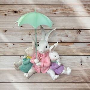 Homegoods Rabbit Trio with Green Umbrella